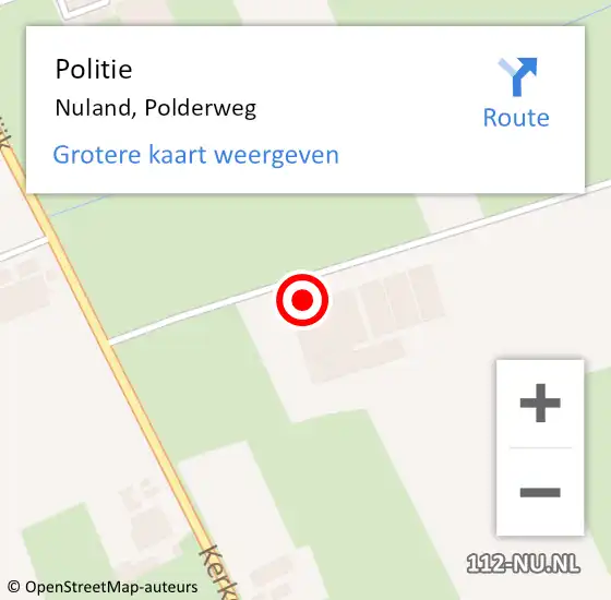 Locatie op kaart van de 112 melding: Politie Nuland, Polderweg op 4 maart 2023 19:55