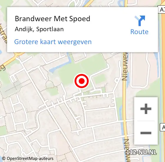 Locatie op kaart van de 112 melding: Brandweer Met Spoed Naar Andijk, Sportlaan op 4 maart 2023 20:00