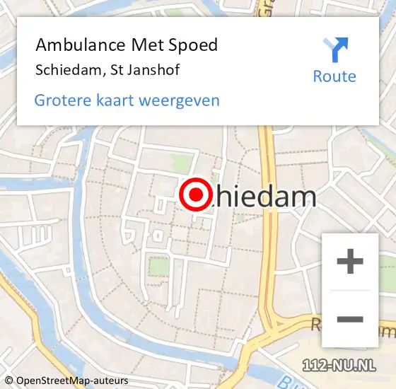 Locatie op kaart van de 112 melding: Ambulance Met Spoed Naar Schiedam, St Janshof op 4 maart 2023 20:02