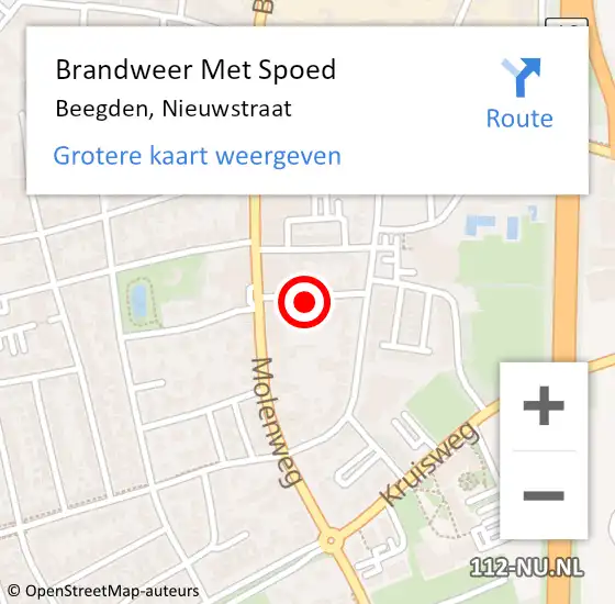 Locatie op kaart van de 112 melding: Brandweer Met Spoed Naar Beegden, Nieuwstraat op 4 maart 2023 20:25