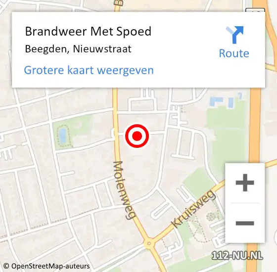 Locatie op kaart van de 112 melding: Brandweer Met Spoed Naar Beegden, Nieuwstraat op 4 maart 2023 20:28