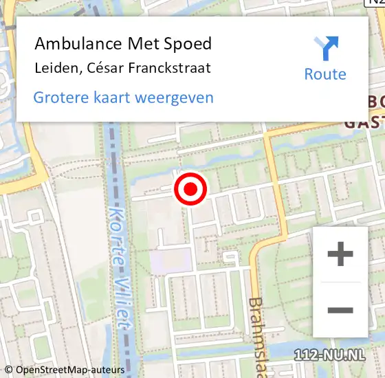 Locatie op kaart van de 112 melding: Ambulance Met Spoed Naar Leiden, César Franckstraat op 4 maart 2023 20:59