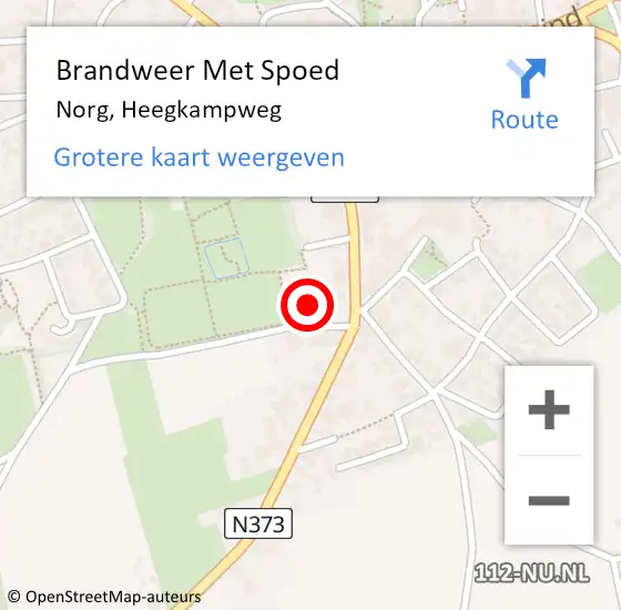 Locatie op kaart van de 112 melding: Brandweer Met Spoed Naar Norg, Heegkampweg op 4 maart 2023 21:21