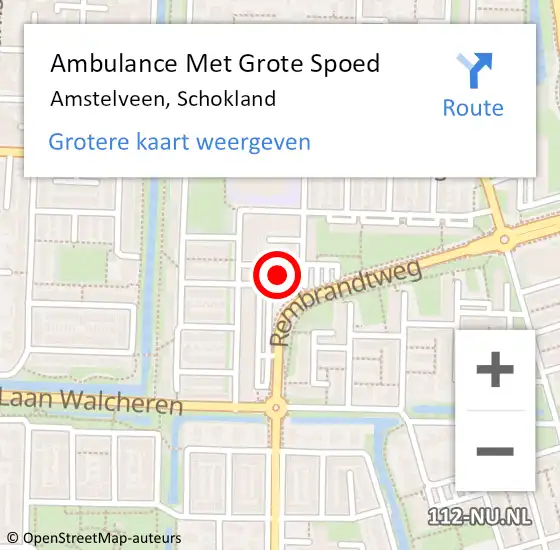 Locatie op kaart van de 112 melding: Ambulance Met Grote Spoed Naar Amstelveen, Schokland op 4 maart 2023 21:43