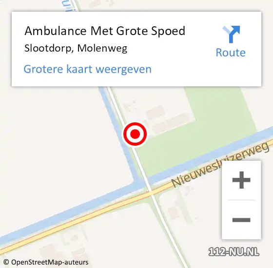 Locatie op kaart van de 112 melding: Ambulance Met Grote Spoed Naar Slootdorp, Molenweg op 4 maart 2023 21:48