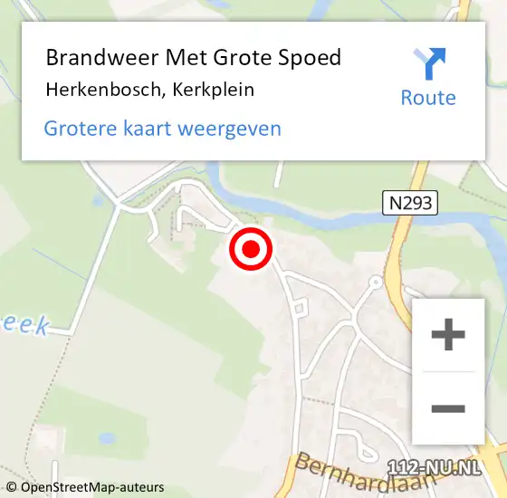 Locatie op kaart van de 112 melding: Brandweer Met Grote Spoed Naar Herkenbosch, Kerkplein op 4 maart 2023 22:14