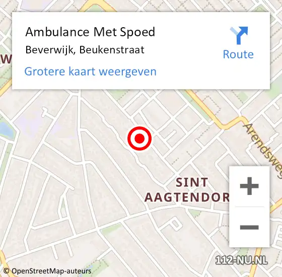 Locatie op kaart van de 112 melding: Ambulance Met Spoed Naar Beverwijk, Beukenstraat op 4 maart 2023 22:24