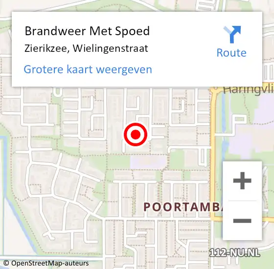 Locatie op kaart van de 112 melding: Brandweer Met Spoed Naar Zierikzee, Wielingenstraat op 4 maart 2023 23:12