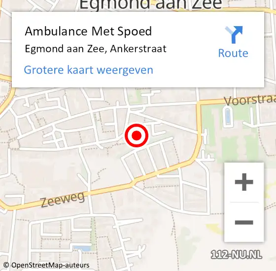 Locatie op kaart van de 112 melding: Ambulance Met Spoed Naar Egmond aan Zee, Ankerstraat op 17 augustus 2014 20:21