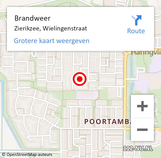 Locatie op kaart van de 112 melding: Brandweer Zierikzee, Wielingenstraat op 5 maart 2023 00:21