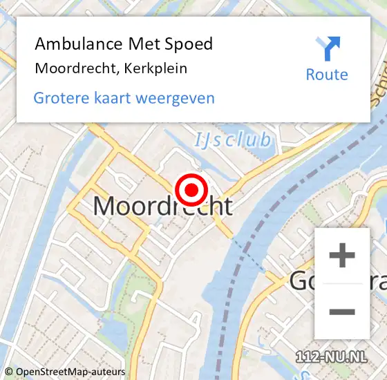 Locatie op kaart van de 112 melding: Ambulance Met Spoed Naar Moordrecht, Kerkplein op 5 maart 2023 00:47