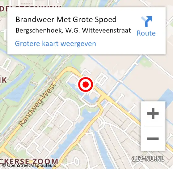 Locatie op kaart van de 112 melding: Brandweer Met Grote Spoed Naar Bergschenhoek, W.G. Witteveenstraat op 5 maart 2023 00:50