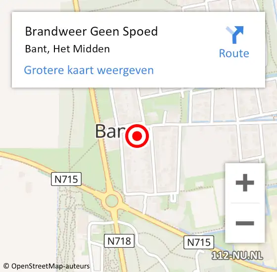 Locatie op kaart van de 112 melding: Brandweer Geen Spoed Naar Bant, Het Midden op 5 maart 2023 01:00