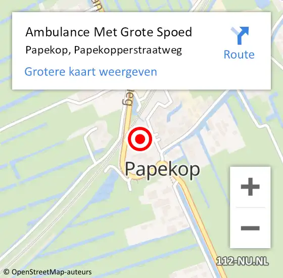 Locatie op kaart van de 112 melding: Ambulance Met Grote Spoed Naar Papekop, Papekopperstraatweg op 17 augustus 2014 20:28