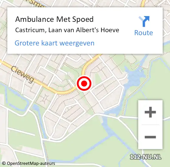 Locatie op kaart van de 112 melding: Ambulance Met Spoed Naar Castricum, Laan van Albert's Hoeve op 5 maart 2023 01:21