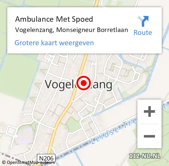 Locatie op kaart van de 112 melding: Ambulance Met Spoed Naar Vogelenzang, Monseigneur Borretlaan op 5 maart 2023 01:28