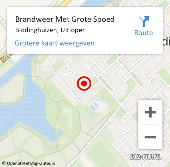 Locatie op kaart van de 112 melding: Brandweer Met Grote Spoed Naar Biddinghuizen, Uitloper op 5 maart 2023 01:41