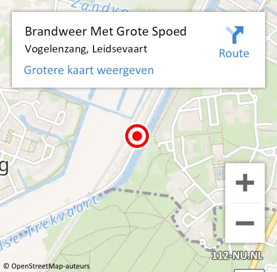 Locatie op kaart van de 112 melding: Brandweer Met Grote Spoed Naar Vogelenzang, Leidsevaart op 5 maart 2023 01:52