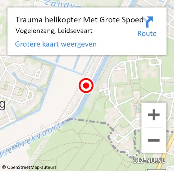 Locatie op kaart van de 112 melding: Trauma helikopter Met Grote Spoed Naar Vogelenzang, Leidsevaart op 5 maart 2023 01:53