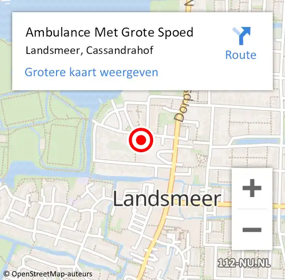 Locatie op kaart van de 112 melding: Ambulance Met Grote Spoed Naar Landsmeer, Cassandrahof op 5 maart 2023 03:29