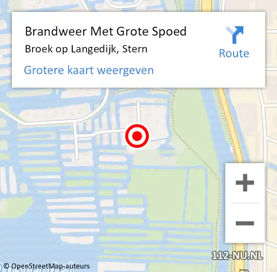 Locatie op kaart van de 112 melding: Brandweer Met Grote Spoed Naar Broek op Langedijk, Stern op 5 maart 2023 03:37