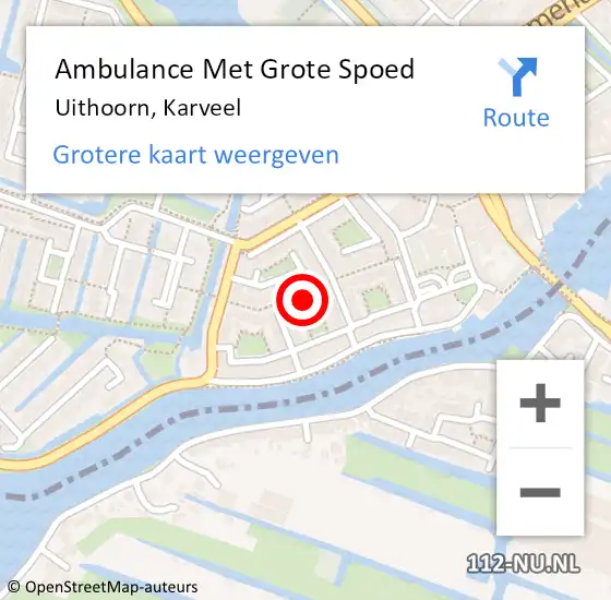 Locatie op kaart van de 112 melding: Ambulance Met Grote Spoed Naar Uithoorn, Karveel op 5 maart 2023 05:12