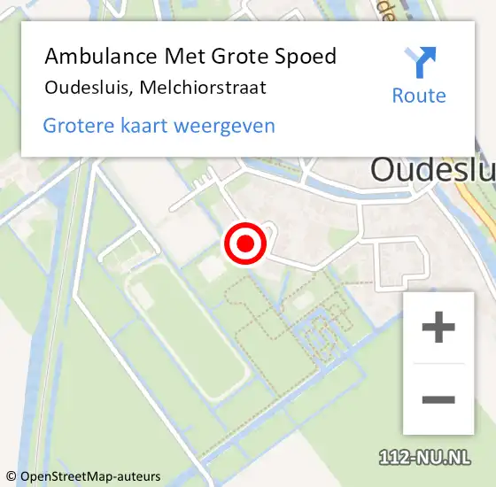 Locatie op kaart van de 112 melding: Ambulance Met Grote Spoed Naar Oudesluis, Melchiorstraat op 5 maart 2023 06:26