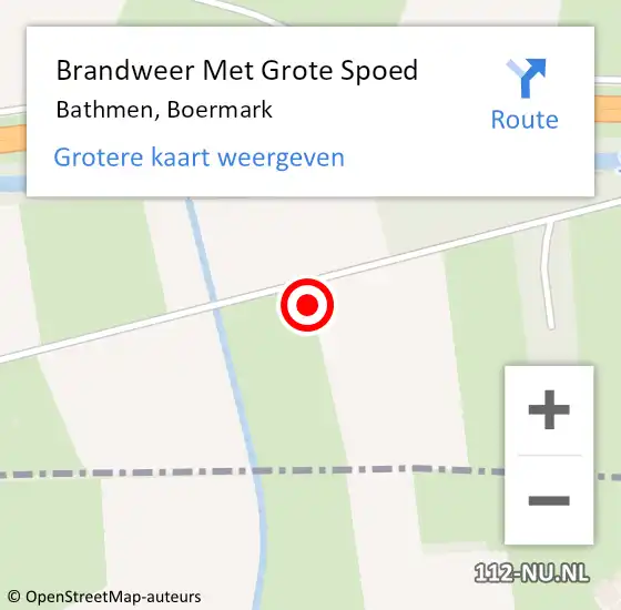 Locatie op kaart van de 112 melding: Brandweer Met Grote Spoed Naar Bathmen, Boermark op 5 maart 2023 07:37