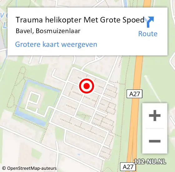 Locatie op kaart van de 112 melding: Trauma helikopter Met Grote Spoed Naar Bavel, Bosmuizenlaar op 5 maart 2023 07:54