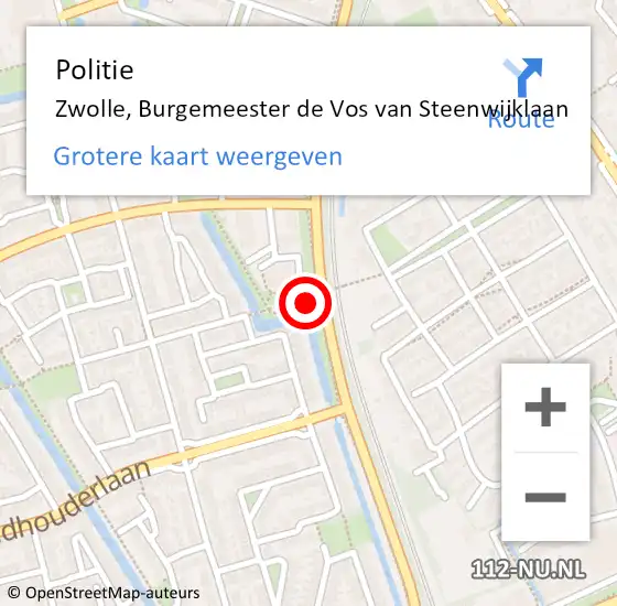 Locatie op kaart van de 112 melding: Politie Zwolle, Burgemeester de Vos van Steenwijklaan op 5 maart 2023 09:16