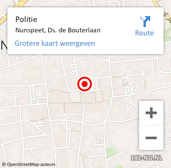 Locatie op kaart van de 112 melding: Politie Nunspeet, Ds. de Bouterlaan op 5 maart 2023 09:25