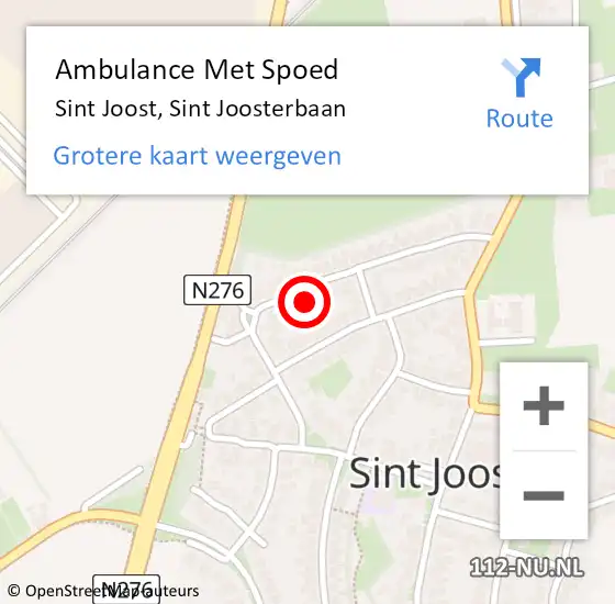 Locatie op kaart van de 112 melding: Ambulance Met Spoed Naar Sint Joost, Sint Joosterbaan op 5 maart 2023 09:45