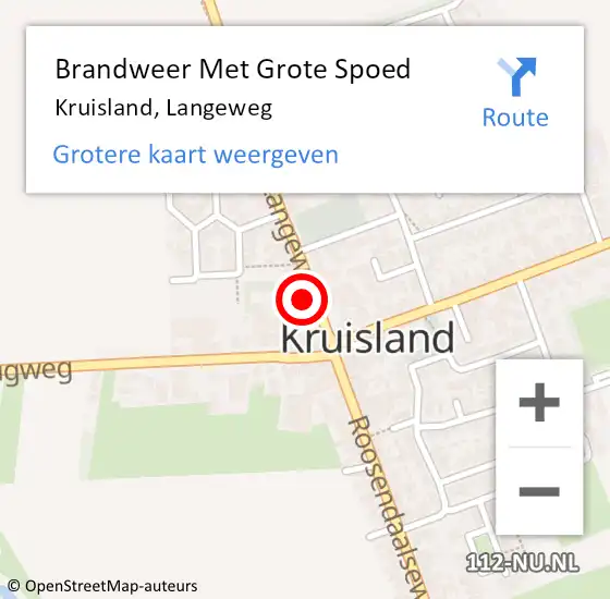 Locatie op kaart van de 112 melding: Brandweer Met Grote Spoed Naar Kruisland, Langeweg op 5 maart 2023 10:12