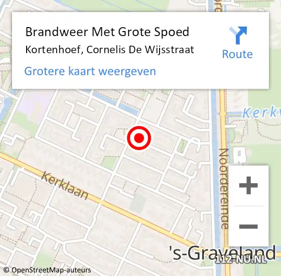 Locatie op kaart van de 112 melding: Brandweer Met Grote Spoed Naar Kortenhoef, Cornelis De Wijsstraat op 17 augustus 2014 21:07