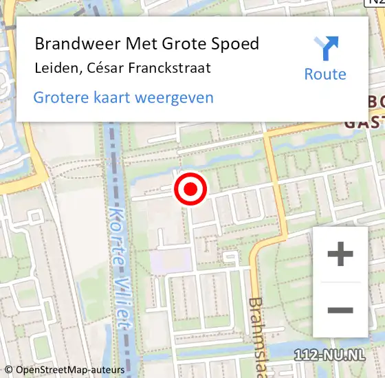 Locatie op kaart van de 112 melding: Brandweer Met Grote Spoed Naar Leiden, César Franckstraat op 5 maart 2023 10:37