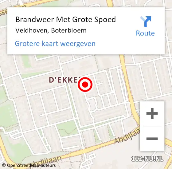 Locatie op kaart van de 112 melding: Brandweer Met Grote Spoed Naar Veldhoven, Boterbloem op 5 maart 2023 11:06