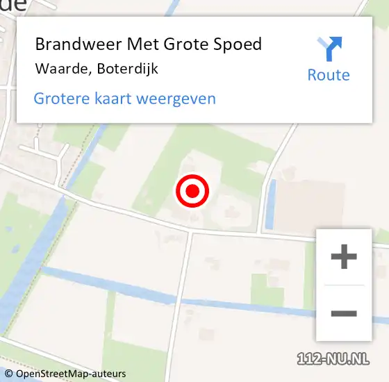 Locatie op kaart van de 112 melding: Brandweer Met Grote Spoed Naar Waarde, Boterdijk op 5 maart 2023 11:07