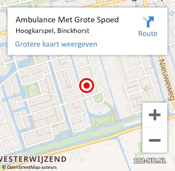 Locatie op kaart van de 112 melding: Ambulance Met Grote Spoed Naar Hoogkarspel, Binckhorst op 5 maart 2023 12:08