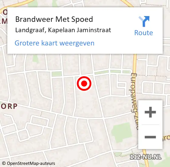 Locatie op kaart van de 112 melding: Brandweer Met Spoed Naar Landgraaf, Kapelaan Jaminstraat op 5 maart 2023 12:16