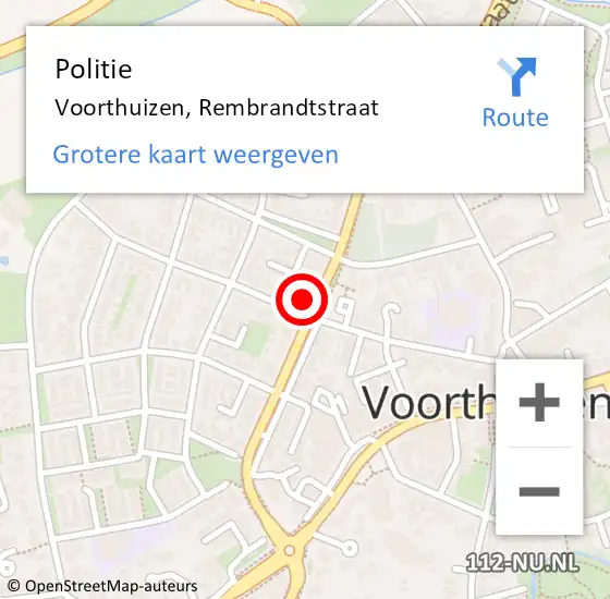 Locatie op kaart van de 112 melding: Politie Voorthuizen, Rembrandtstraat op 5 maart 2023 12:32