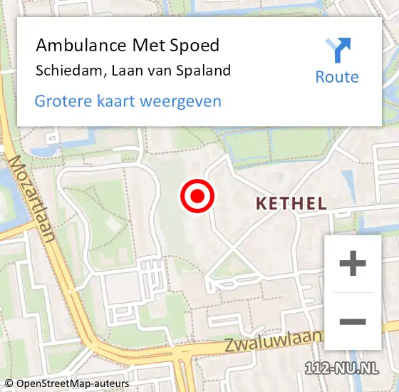 Locatie op kaart van de 112 melding: Ambulance Met Spoed Naar Schiedam, Laan van Spaland op 5 maart 2023 12:37