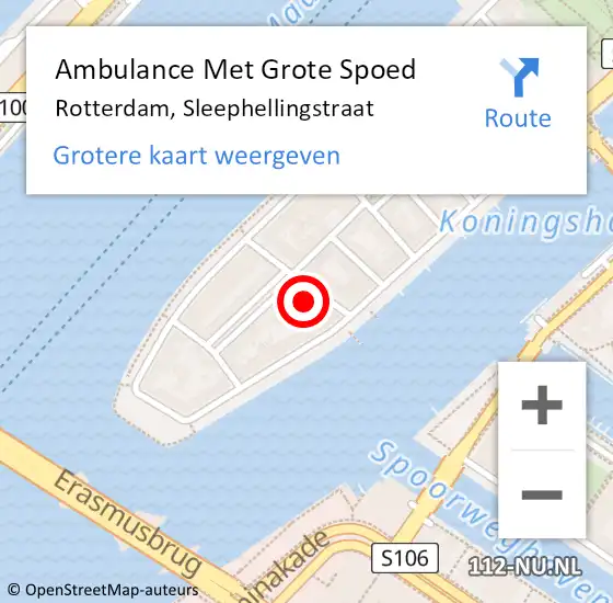 Locatie op kaart van de 112 melding: Ambulance Met Grote Spoed Naar Rotterdam, Sleephellingstraat op 5 maart 2023 13:39