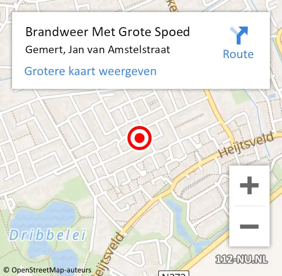 Locatie op kaart van de 112 melding: Brandweer Met Grote Spoed Naar Gemert, Jan van Amstelstraat op 5 maart 2023 13:42