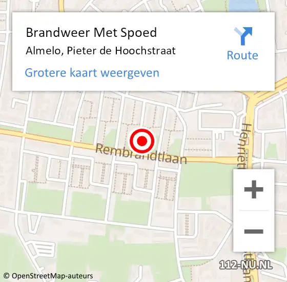 Locatie op kaart van de 112 melding: Brandweer Met Spoed Naar Almelo, Pieter de Hoochstraat op 5 maart 2023 13:51