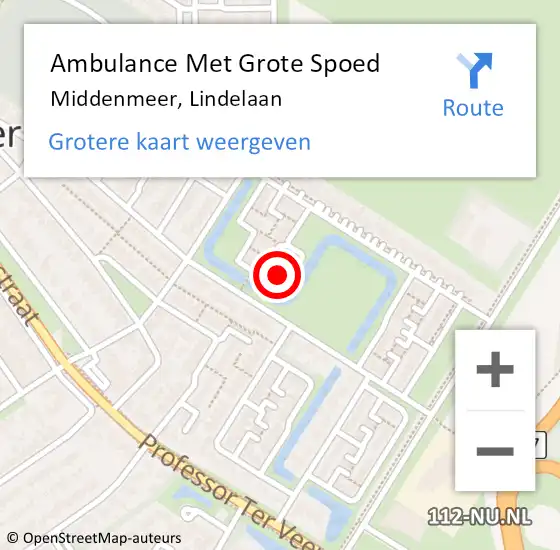 Locatie op kaart van de 112 melding: Ambulance Met Grote Spoed Naar Middenmeer, Lindelaan op 5 maart 2023 14:04