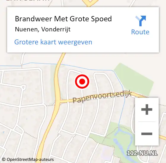 Locatie op kaart van de 112 melding: Brandweer Met Grote Spoed Naar Nuenen, Vonderrijt op 5 maart 2023 14:36