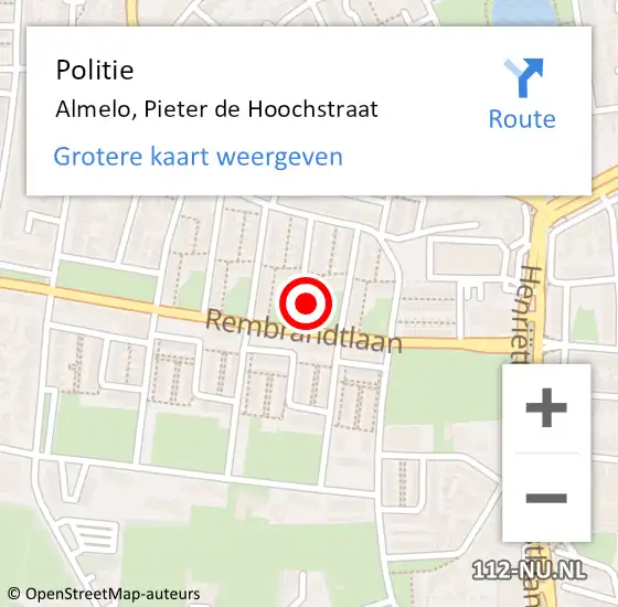 Locatie op kaart van de 112 melding: Politie Almelo, Pieter de Hoochstraat op 5 maart 2023 14:40