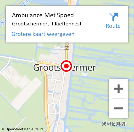 Locatie op kaart van de 112 melding: Ambulance Met Spoed Naar Grootschermer, 't Kieftennest op 5 maart 2023 14:47