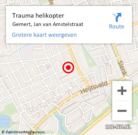 Locatie op kaart van de 112 melding: Trauma helikopter Gemert, Jan van Amstelstraat op 5 maart 2023 14:52