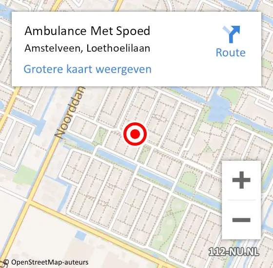 Locatie op kaart van de 112 melding: Ambulance Met Spoed Naar Amstelveen, Loethoelilaan op 5 maart 2023 15:01